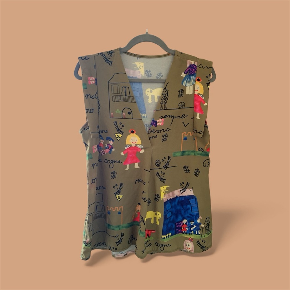 Unique Maximalist Illustrated blouse